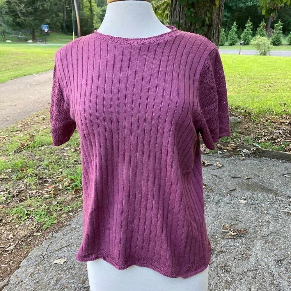 VINTAGE ALFRED DUNNER KNIT TOP SHOULDER PADS